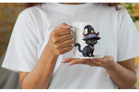 Mug Wrap Black Cat Halloween Sublimation artnoy 