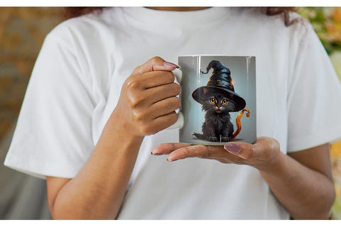 Mug Wrap Black Cat Halloween Sublimation artnoy 