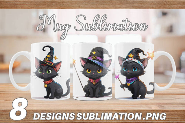 Mug Wrap Black Cat Halloween Sublimation artnoy 