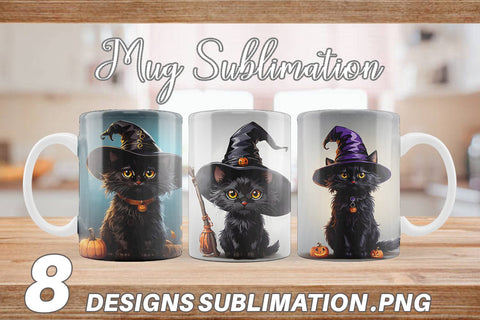 Mug Wrap Black Cat Halloween Sublimation artnoy 