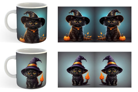 Mug Wrap Black Cat Halloween Sublimation artnoy 