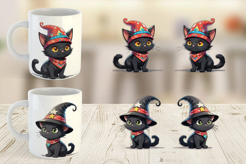 Mug Wrap Black Cat Halloween Sublimation artnoy 