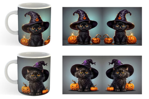 Mug Wrap Black Cat Halloween Sublimation artnoy 