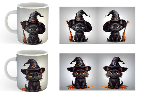 Mug Wrap Black Cat Halloween Sublimation artnoy 