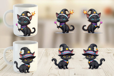 Mug Wrap Black Cat Halloween Sublimation artnoy 