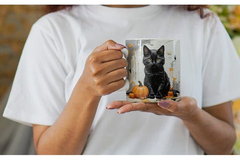 Mug Wrap Black Cat Painting Sublimation artnoy 