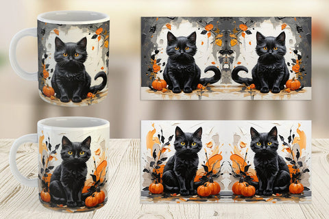 Mug Wrap Black Cat Painting Sublimation artnoy 