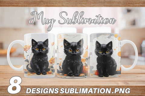 Mug Wrap Black Cat Painting Sublimation artnoy 