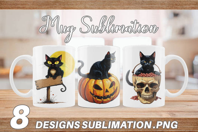 Mug Wrap Black Cat Sublimation artnoy 