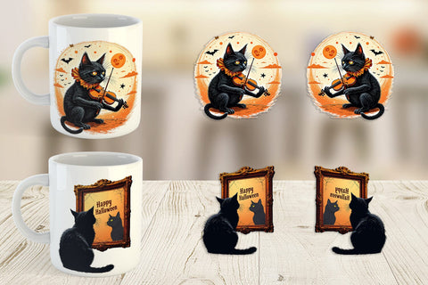 Mug Wrap Black Cat Sublimation artnoy 