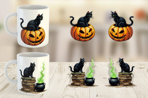 Mug Wrap Black Cat Sublimation artnoy 