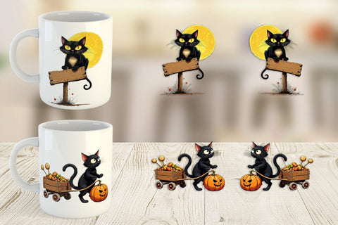 Mug Wrap Black Cat Sublimation artnoy 