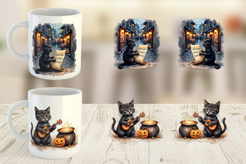 Mug Wrap Black Cat Tunes Sublimation artnoy 