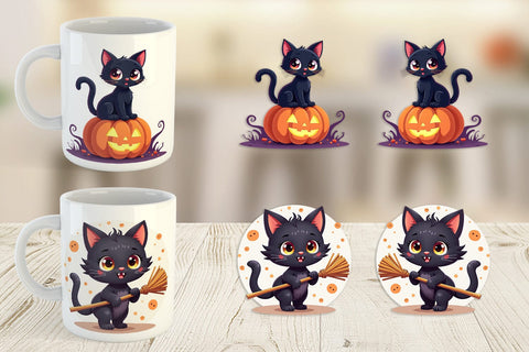 Mug Wrap Black Cats Sublimation artnoy 