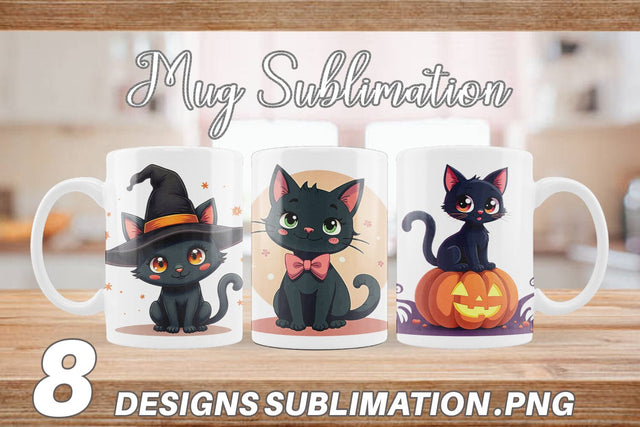 Mug Wrap Black Cats Sublimation artnoy 