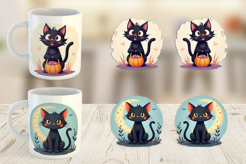 Mug Wrap Black Cats Sublimation artnoy 