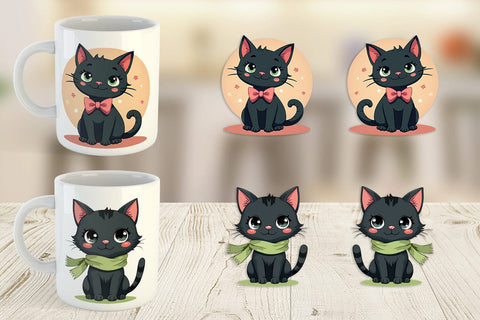Mug Wrap Black Cats Sublimation artnoy 