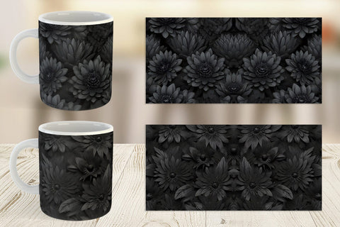 Mug Wrap Black Flowers Sublimation artnoy 