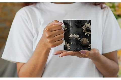 Mug Wrap Black Flowers Sublimation artnoy 