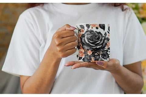 Mug Wrap Black Rose Pattern Sublimation artnoy 