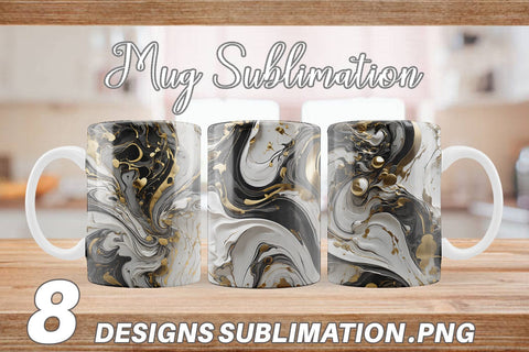 Mug Wrap Black White Marble Gold Sublimation artnoy 