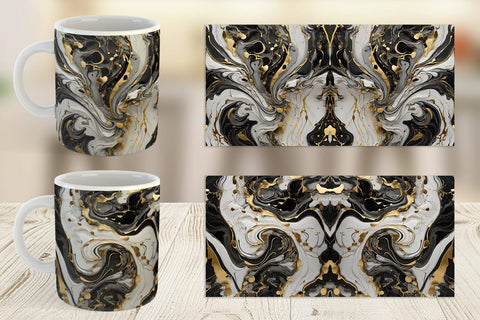 Mug Wrap Black White Marble Gold Sublimation artnoy 