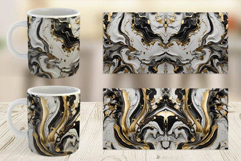 Mug Wrap Black White Marble Gold Sublimation artnoy 