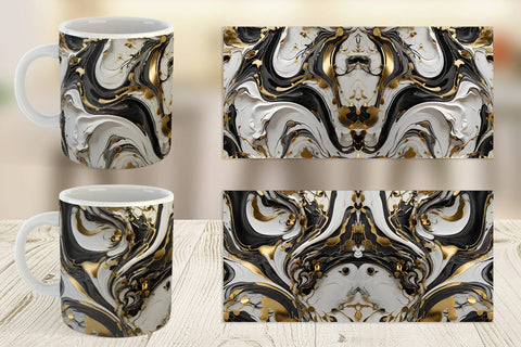 Mug Wrap Black White Marble Gold Sublimation artnoy 