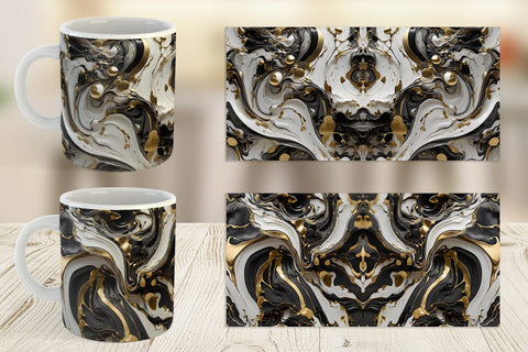 Mug Wrap Black White Marble Gold Sublimation artnoy 