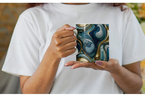 Mug Wrap Blue and Gold Pebbles Sublimation artnoy 