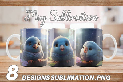 Mug Wrap Blue Bird Cute Sublimation artnoy 