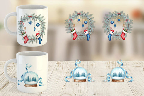 Mug Wrap Blue Christmas Sublimation artnoy 