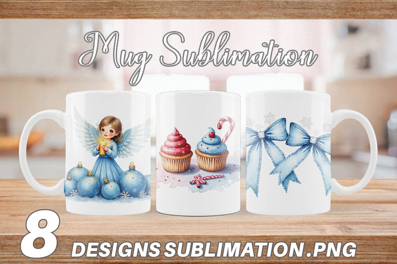 Mug Wrap Blue Christmas Sublimation artnoy 