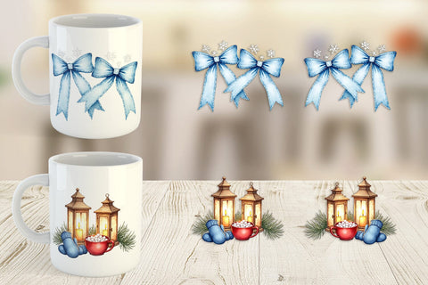 Mug Wrap Blue Christmas Sublimation artnoy 