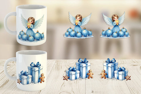 Mug Wrap Blue Christmas Sublimation artnoy 