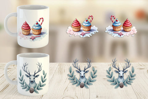 Mug Wrap Blue Christmas Sublimation artnoy 