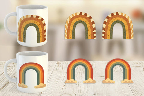 Mug Wrap Boho Autumn Rainbows Sublimation artnoy 