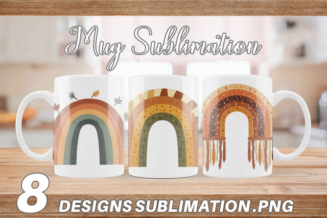Mug Wrap Boho Autumn Rainbows Sublimation artnoy 