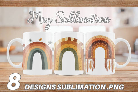 Mug Wrap Boho Autumn Rainbows Sublimation artnoy 