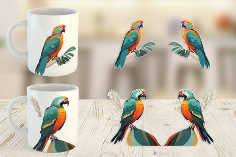 Mug Wrap Boho Bird Parrot Sublimation artnoy 