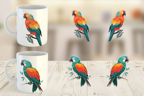Mug Wrap Boho Bird Parrot Sublimation artnoy 