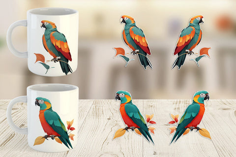 Mug Wrap Boho Bird Parrot Sublimation artnoy 