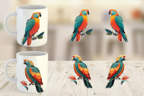 Mug Wrap Boho Bird Parrot Sublimation artnoy 