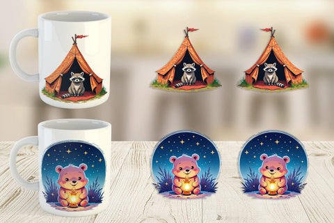 Mug Wrap Boho Camping Animals Sublimation artnoy 