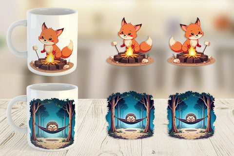 Mug Wrap Boho Camping Animals Sublimation artnoy 