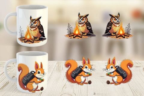 Mug Wrap Boho Camping Animals Sublimation artnoy 