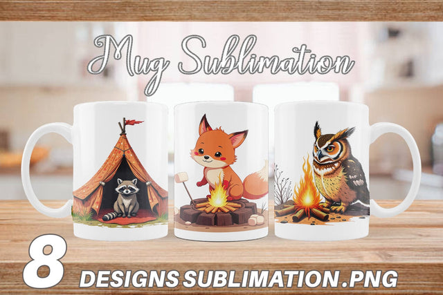 Mug Wrap Boho Camping Animals Sublimation artnoy 