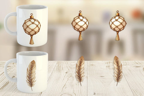 Mug Wrap Boho Chic Watercolor Christmas & Ornaments Sublimation artnoy 