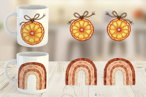 Mug Wrap Boho Chic Watercolor Christmas & Ornaments Sublimation artnoy 