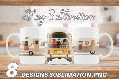 Mug Wrap Boho Fall Camper Sublimation artnoy 